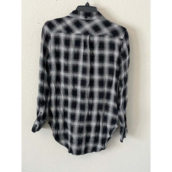Current/Elliott The Patchwork Project Shirt Womens Size 1 Small Phantom Plaid - Picture 2 of 5
